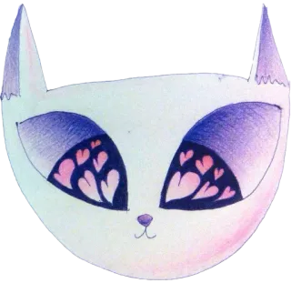 💘 gato, gatito, lindo, animal, corazón, ojos, morado, pegatina telegram sticker