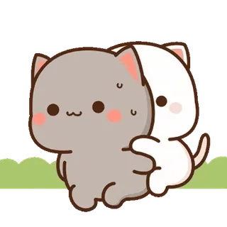 💬 кот, милый, каваий, животное, мультфильм, дружба, любовь, объятие telegram sticker