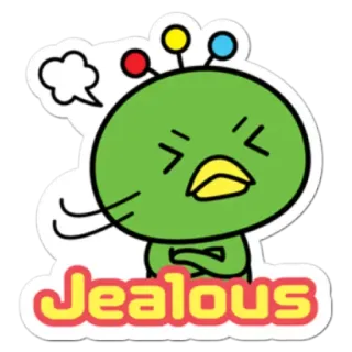 😑 Jealous geloso, arrabbiato, cartone animato, verde, espressione, emozione telegram sticker
