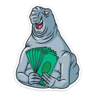 💵 seal, money, animal, walrus, rich telegram sticker