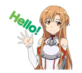 ✋ Asuna Yuuki Sword Art Online Hello! Anime, Sword Art Online, Asuna Yuuki, Cześć, Pozdrowienie, Dziewczyna Anime telegram sticker