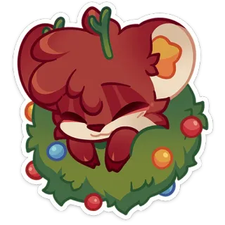 😌 hert, schattig, kerst, krans, vakantie, dier, cartoon telegram sticker