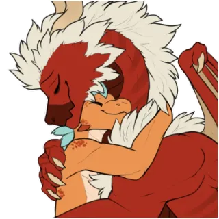 🧡 มังกร, กอด, แฟนตาซี, การ์ตูน, สติกเกอร์, ความรัก telegram sticker