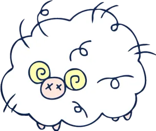 😵 การ์ตูน, แกะ, เมฆ, ตาย telegram sticker