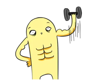 💪 Cartoon, Oefening, Gewichtheffen, Fitness, Halter, Spier, Personage telegram sticker