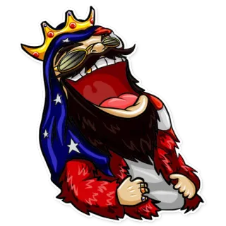 😂 sticker, roi, couronne, barbe, USA, drapeau américain, dessin animé telegram sticker