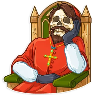 😵 kerangka, pastor, kematian, agama, tengkorak, tahta, karakter telegram sticker