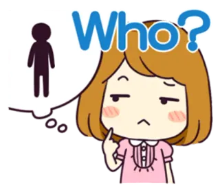 ❓ Who? question, thinking, woman, confusion whatsapp sticker