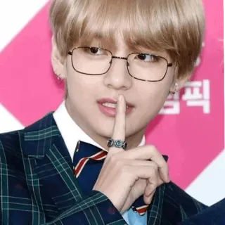 🤫 hombre, gafas, shhh, dedo, traje telegram sticker