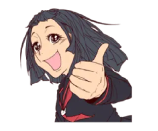 👍 Anime, Fille, Pouce levé, Joyeux, Positif whatsapp sticker
