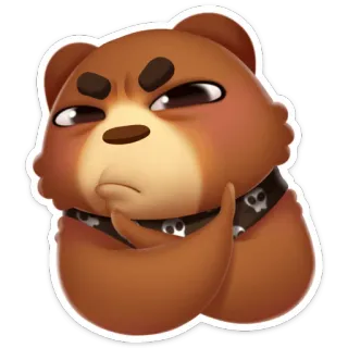 🙅‍♂️ медведь, мультфильм, злой, животное, стикер, ошейник whatsapp sticker