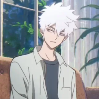 ⌚️ Anime, Homem, Cabelo branco, Casual, Retrato telegram sticker