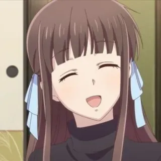 😅 Tohru Honda Fruits Basket anime, cartoon, glimlach, schattig, meisje, blij telegram sticker