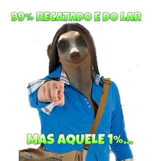 👉 99% RECATO E DO LAR
MAS AQUELE 1%... Suricate, Humor, Meme, Animal, Apontando telegram sticker