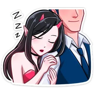 😴 ZZZ durmiendo, anime, pareja, dibujos animados, descansando, diablo telegram sticker