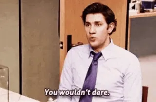 🤨 Jim Halpert The Office You wouldn't dare. The Office, Jim Halpert, you wouldn't dare, tv show, comedy telegram sticker