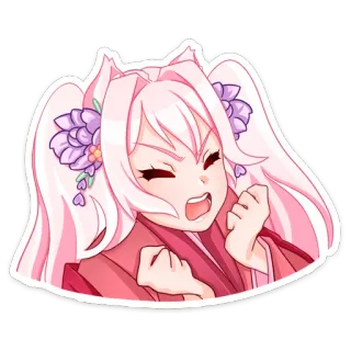 😩 anime, manga, tức giận, bực bội, tóc hồng, tai cáo telegram sticker