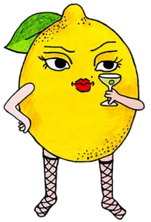 🍸 Zitrone, Cartoon, Cocktail, Illustration, Frucht, Getränk, Figur telegram sticker