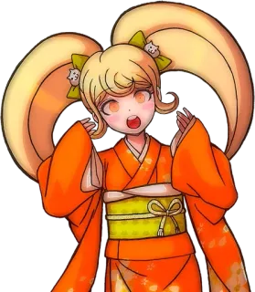 🌟 Hiyoko Saionji Danganronpa Anime, Personnage, Hiyoko Saionji, Danganronpa, Orange, Kimono telegram sticker