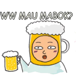 🍯 WW MAU MABOK? cerveja, álcool, desenho animado, bebida, bêbado telegram sticker