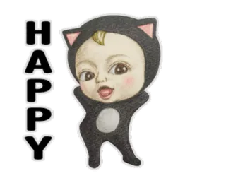 👻 HAPPY 快乐, 婴儿, 卡通, 可爱, 猫 telegram sticker