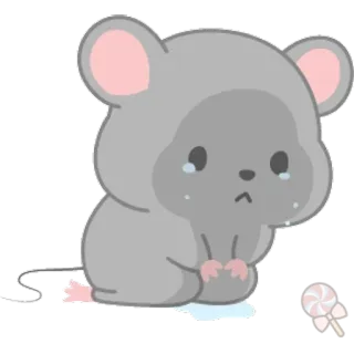 🐀 мышь, мультфильм, милый, плачущий, грустный, животное, леденец telegram sticker