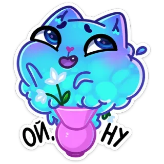 🌺 Ой! Ну แมว, ดอกไม้, การ์ตูน, น่ารัก, สติกเกอร์ telegram sticker