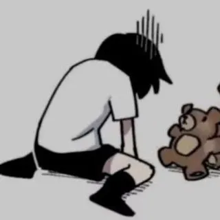 🖤 traurig, Cartoon, Teddybär, Kind, deprimiert whatsapp sticker