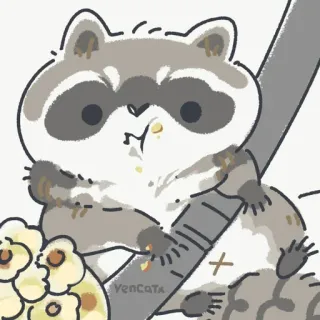 🍿 raccoon, popcorn, cute, animal, cartoon telegram sticker