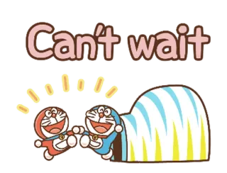 🔵 Doraemon Can't wait doraemon, anime, cartoni animati, eccitato, in attesa, amicizia whatsapp sticker