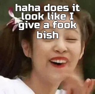 🙂 haha does it look like I give a fook bish sarcastico, divertente, meme, offensivo, scortese whatsapp sticker