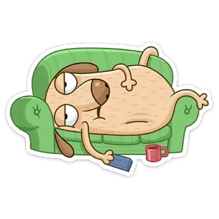 📺 dog, cartoon, couch, lazy, relax, pet, animal telegram sticker