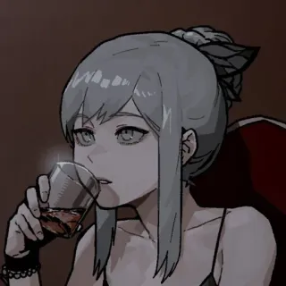 ⛓ アニメ, 女の子, 飲み物, アルコール, アート, イラスト telegram sticker