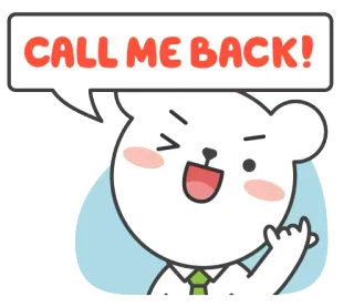 📞 CALL ME BACK! me liga, desenho animado, urso, urso branco, fofo, voltar, urgente telegram sticker