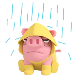 🌧 cochon, imperméable, pluie, animal, mignon, dessin animé telegram sticker