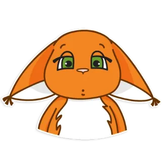 😟 sticker, animal, cartoon, cute, orange, eyes, illustration telegram sticker