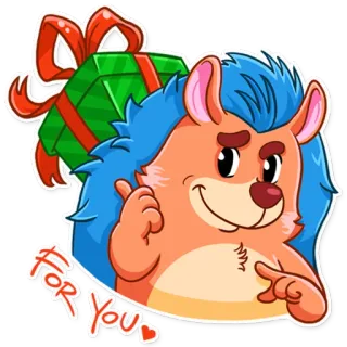 🎁 FOR YOU riccio, regalo, presente, cartone animato, carino, animale, festa telegram sticker