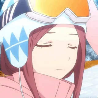 🐾 Anime, Ragazza, Inverno, Sci, Neve, Cartone animato telegram sticker