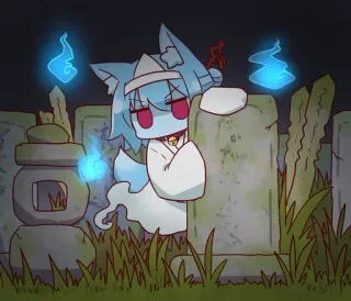 ❤️ призрак, аниме, персонаж, надгробие, сверхъестественное telegram sticker
