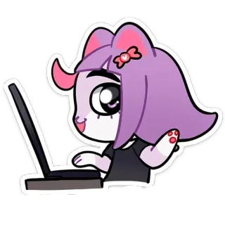 💻 mèo, máy tính xách tay, anime, hoạt hình, kawaii, dễ thương whatsapp sticker