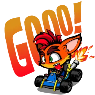 🏎 Crash Bandicoot Crash Team Racing GOOO! crash bandicoot, karting, course, dessin animé, jeu vidéo whatsapp sticker