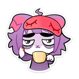 ☕ buồn ngủ, buổi sáng, cà phê, dễ thương, mặt nạ ngủ, hoạt hình, mệt mỏi whatsapp sticker