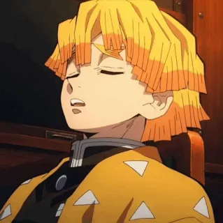 👺 Zenitsu Agatsuma Demon Slayer 애니메이션, 귀멸의 칼날, 젠이츠, 잠자는, 캐릭터 telegram sticker