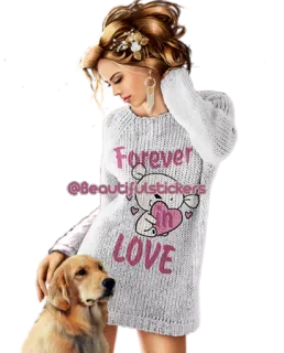 🙆‍♀ Forever Love mujer, perro, amor, corazón, osito de peluche, suéter, para siempre telegram sticker
