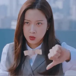 👎 wanita, jempol ke bawah, tidak suka, asia telegram sticker