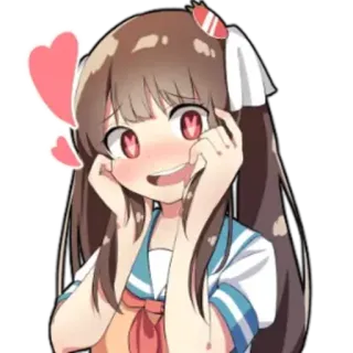 😍 Anime, Niedlich, Mädchen, Cartoon, Kawaii, Herz telegram sticker