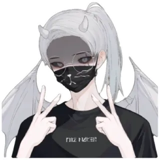 😁 DIE MAKE! anime, demon, wings, mask, girl, horns telegram sticker