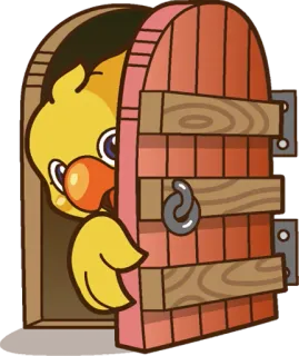 👋 Chocobo Final Fantasy โชโคโบะ, ไฟนอลแฟนตาซี, ประตู, นก, สัตว์ telegram sticker