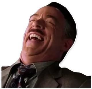 😆 J. Jonah Jameson Spider-Man riendo, meme, gracioso, J. Jonah Jameson, Spider-Man telegram sticker