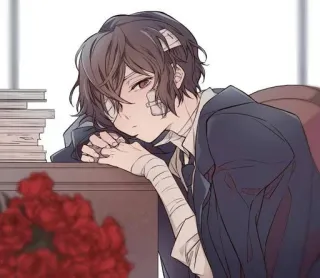 🖤 Dazai Osamu Bungou Stray Dogs Anime, Dazai Osamu, Bungou Stray Dogs, Postać, Manga telegram sticker